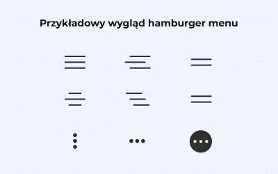 Przykłady ikonki hamburger menu na urządzenia mobilne